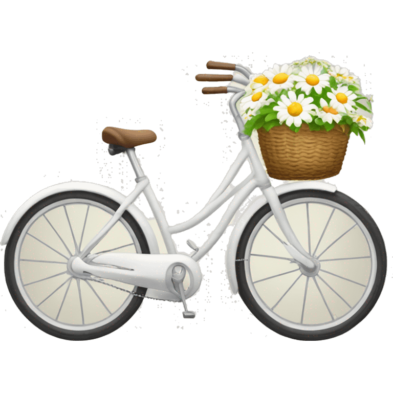 Beach bicycle with front basket with daisies  emoji