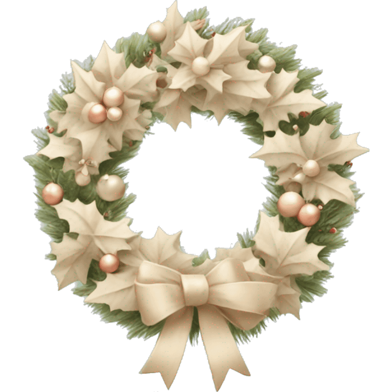 Pastel beige Christmas wreath emoji