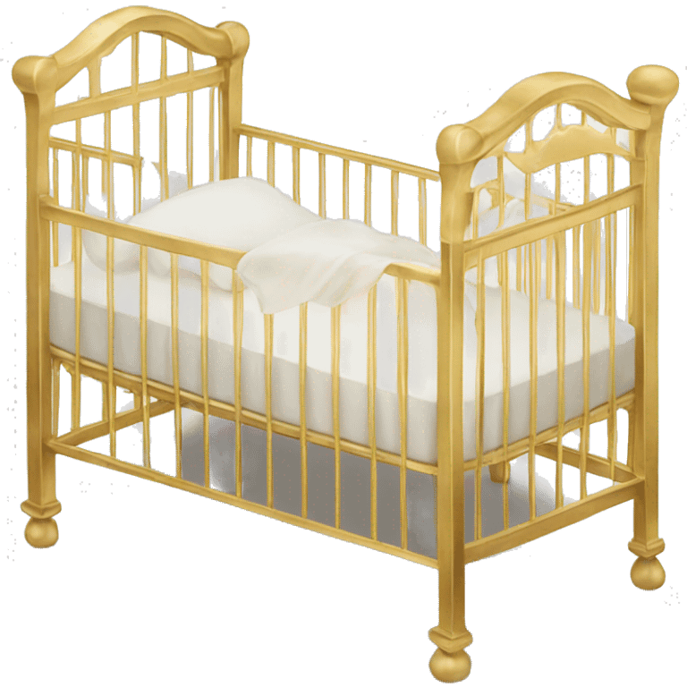 Gold baby crib with white mattress emoji