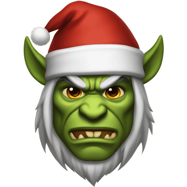 Fierce Orc ranger wearing santa hat emoji