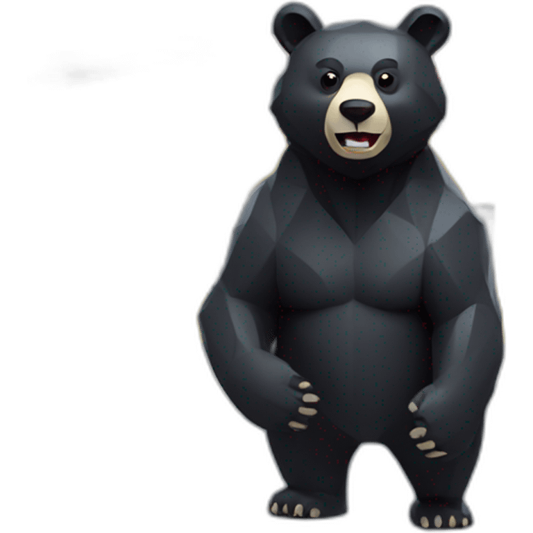 Happy Lowpoly black bear with gas station emoji