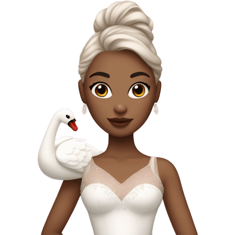 Ballerina with swan dress, white skin, strawberry makeup emoji