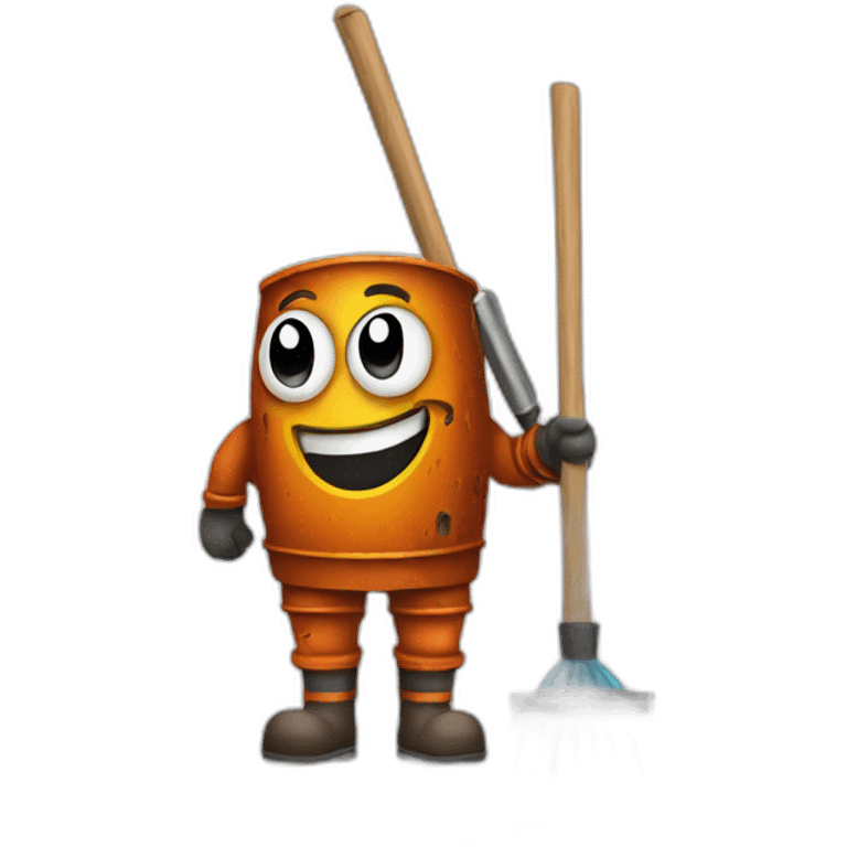 Rust mascot Ferris with broom cleaning rust emoji