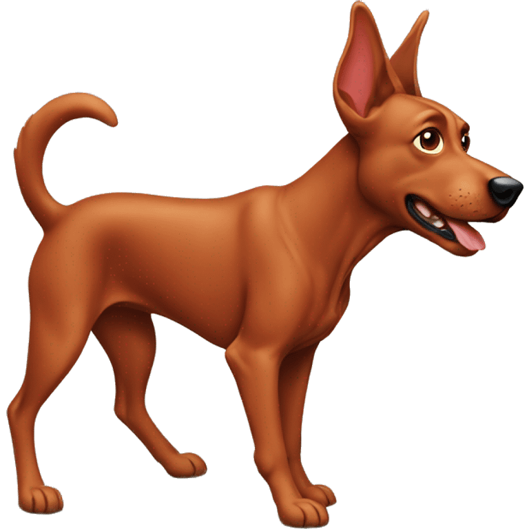 solid red dog with pointed ears running emoji