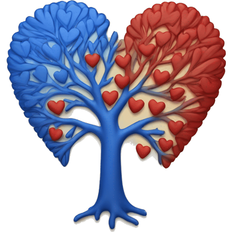 a red and blue heart with tree emoji