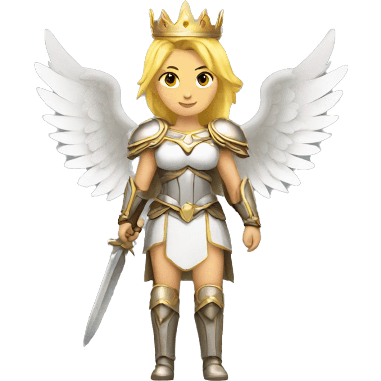 Blond Valkyrie full body with crown with wings emoji