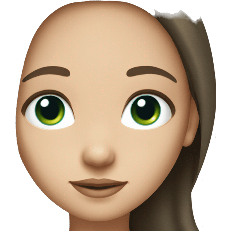 Brunette long hair with light skin and green/blue eyes girl cute emoji