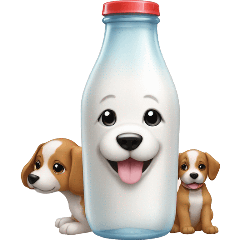 a milk bottle with a puppy on the bottle emoji