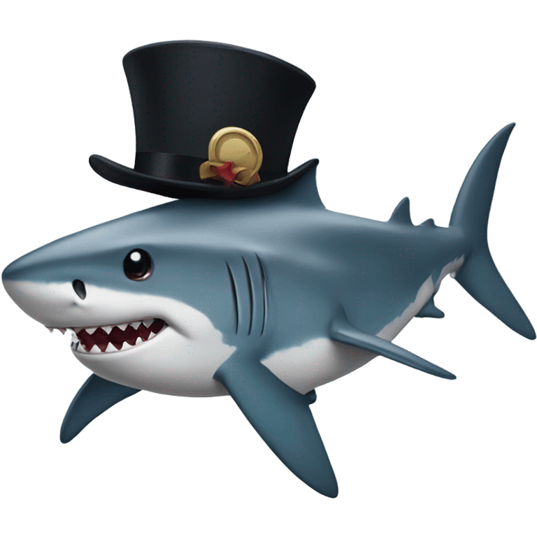 Shark with a top hat emoji