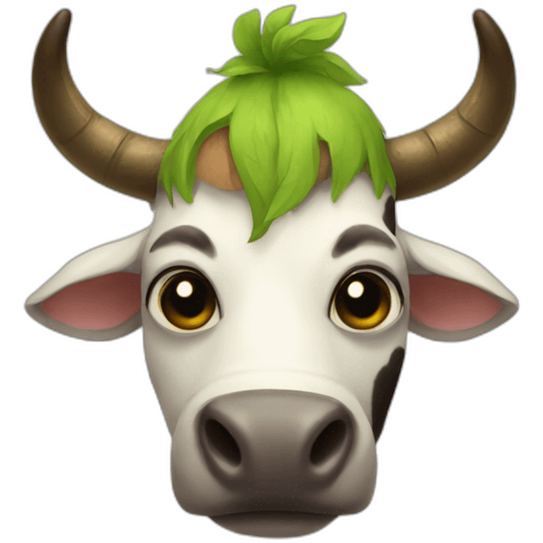 A cow next to an orc emoji