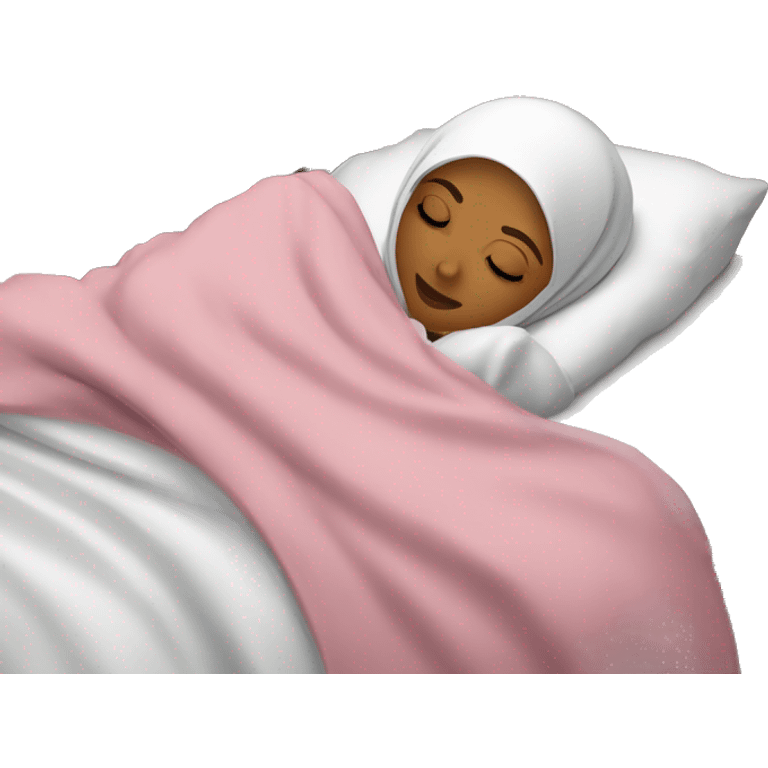 Hijabi-woman-sleeping-inside-bed emoji