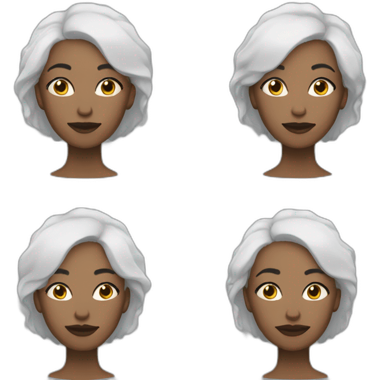 middle aged black woman with white hair white eyebrows and blue eyes emoji