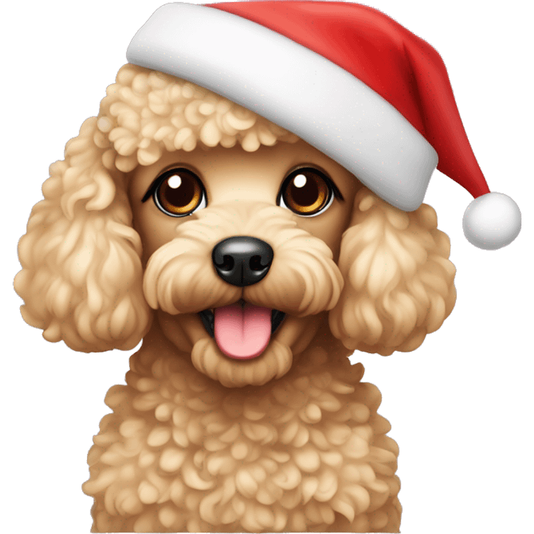 Toy poodle in Santa hat emoji