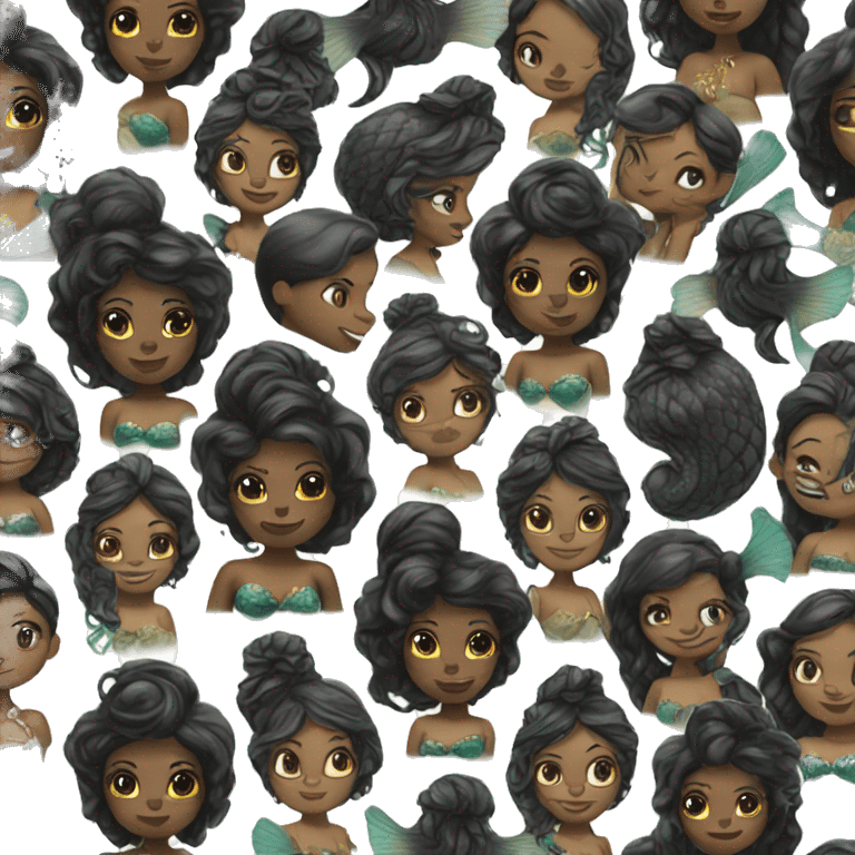 A black princess mermaid emoji