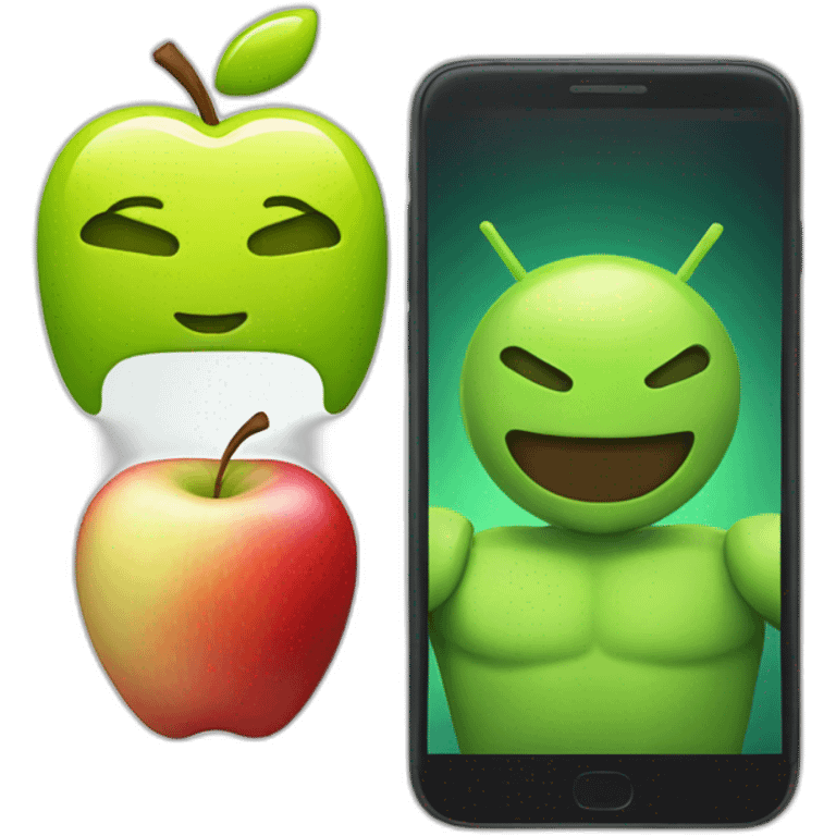 android and an apple phone emoji