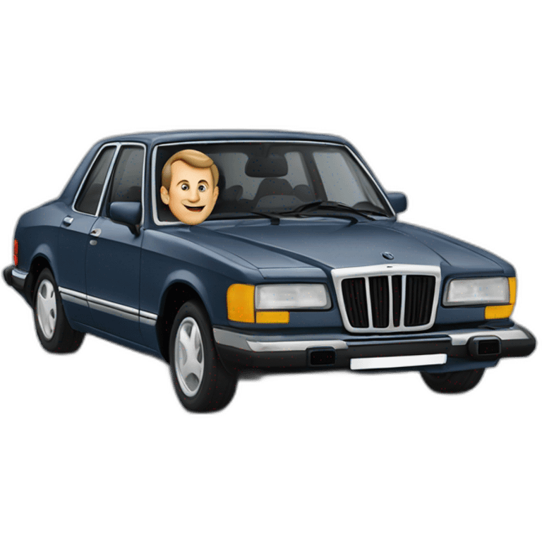 Macron sur une voiture emoji