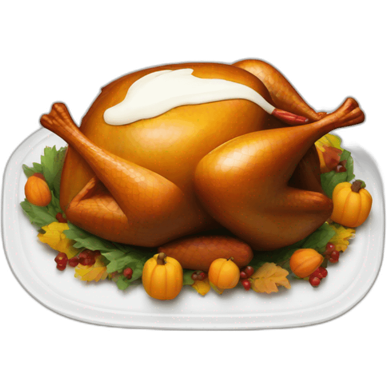 Thanksgiving turkey with white liquid emoji