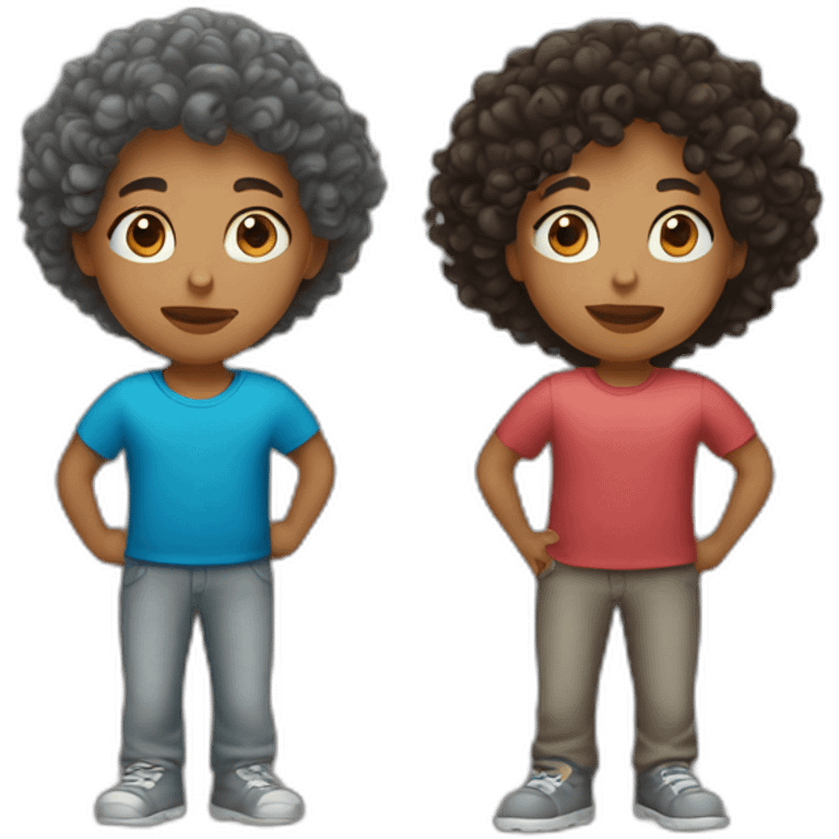 Mom curly mixed of two boys emoji