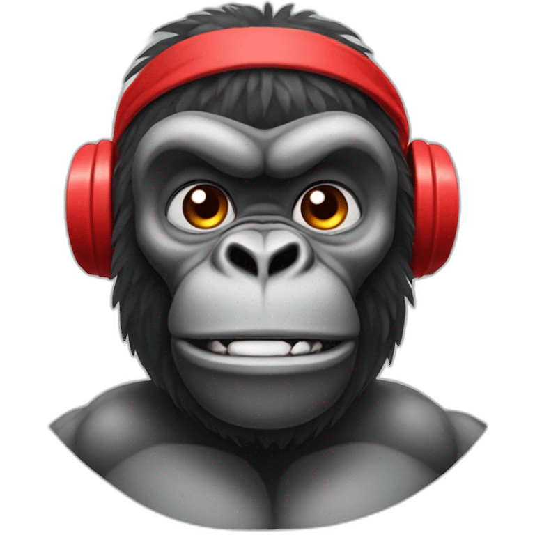 Gym gorilla with a red headband on emoji