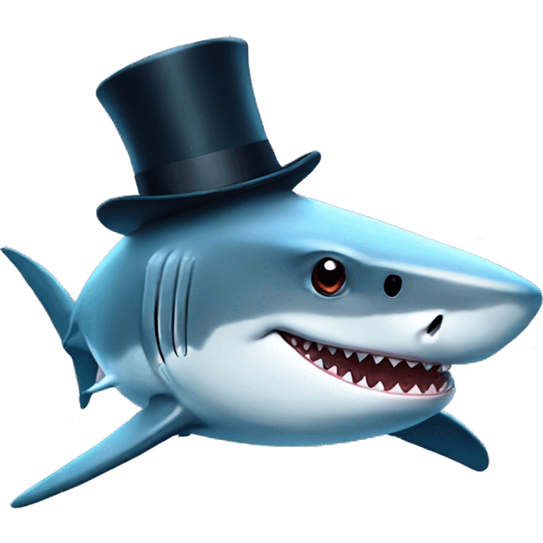 Shark with a top hat emoji