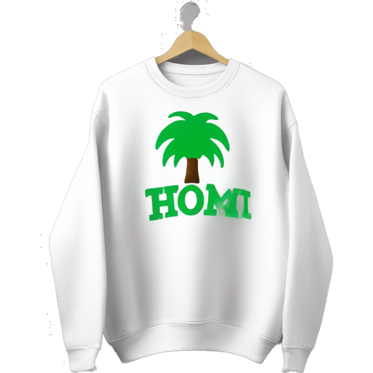 beverly hills california green writing on white sweatshirt emoji