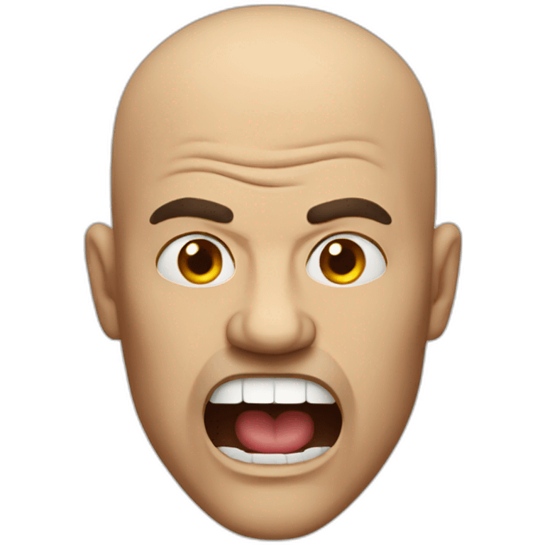 bald man angry large mouth emoji