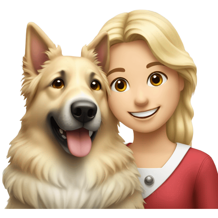 Happy Swiss Shepherd  with blonde girl emoji