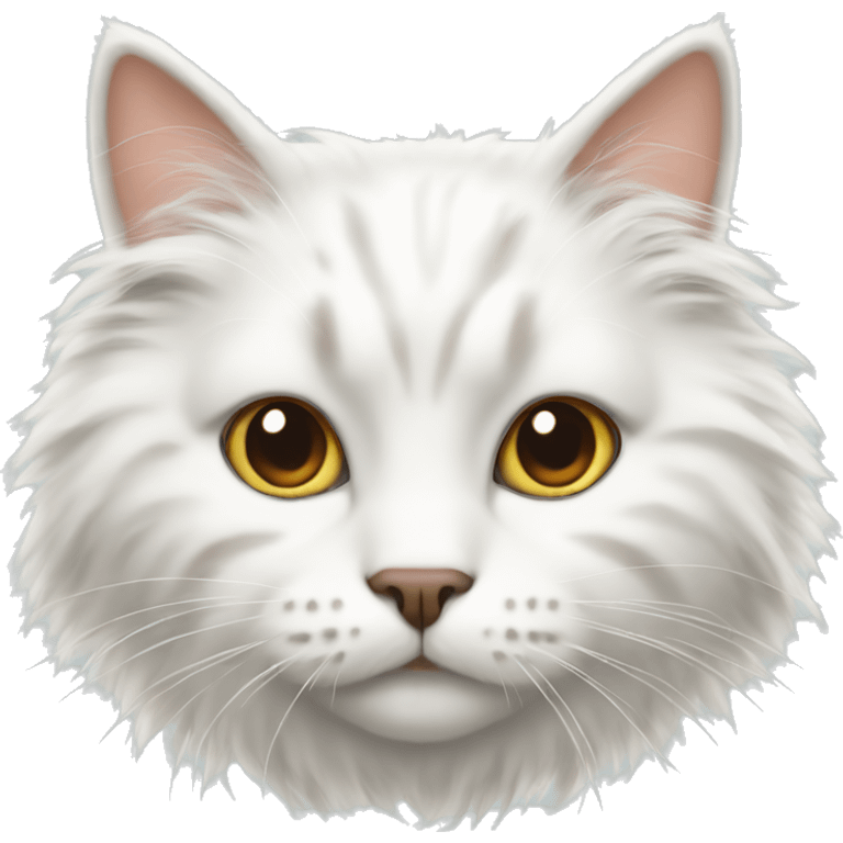 fluffy white cat with brown spots  emoji