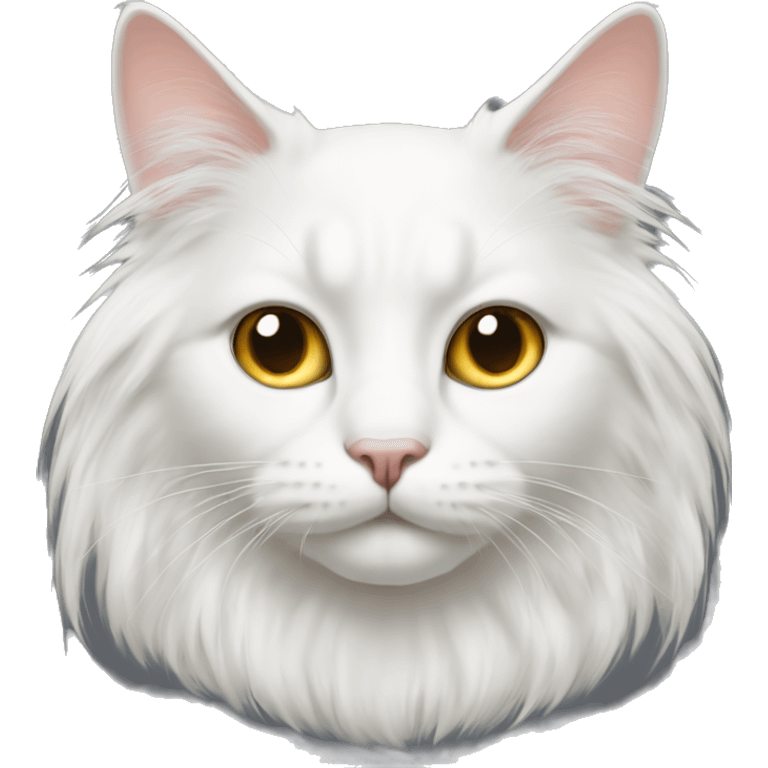 white long-haired cat with different eye colors emoji