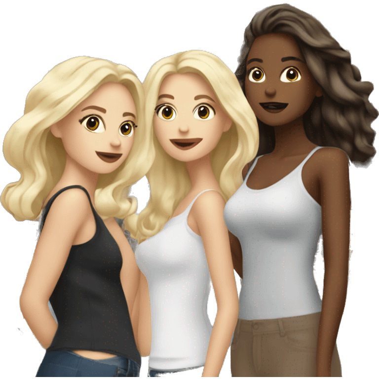 2 blonde girls, 1 brunette girl shopping in NYC emoji