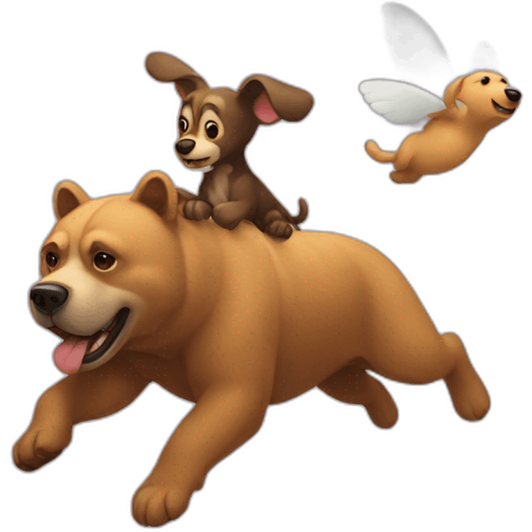 dog fly above a bear emoji