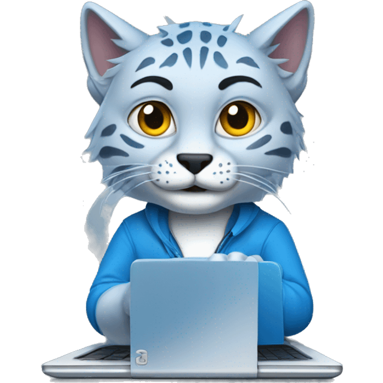 A blue lynx with a laptop emoji