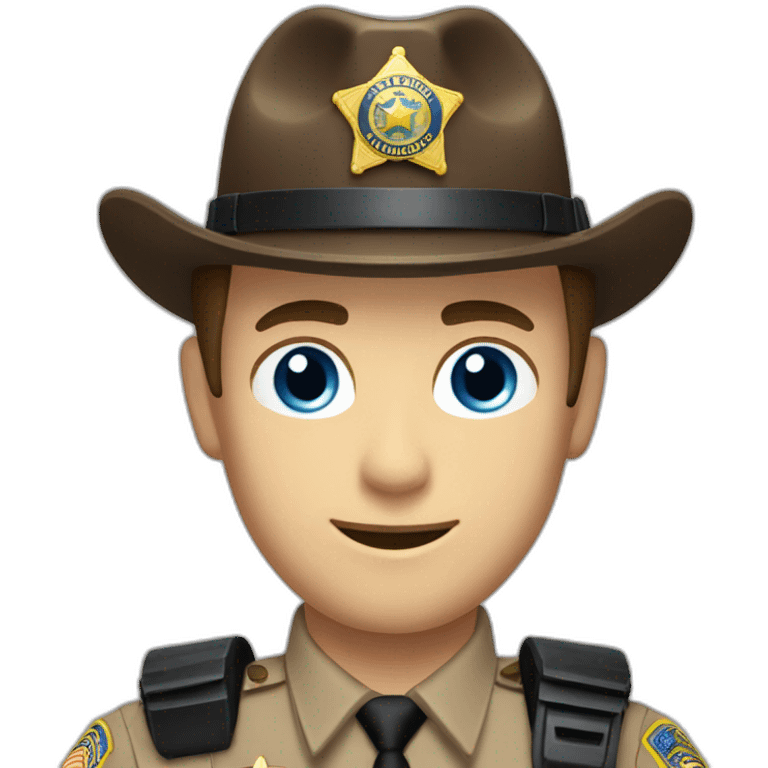 Deputy sheriff with short Brown hair and blue eyes and shoulder radio emoji