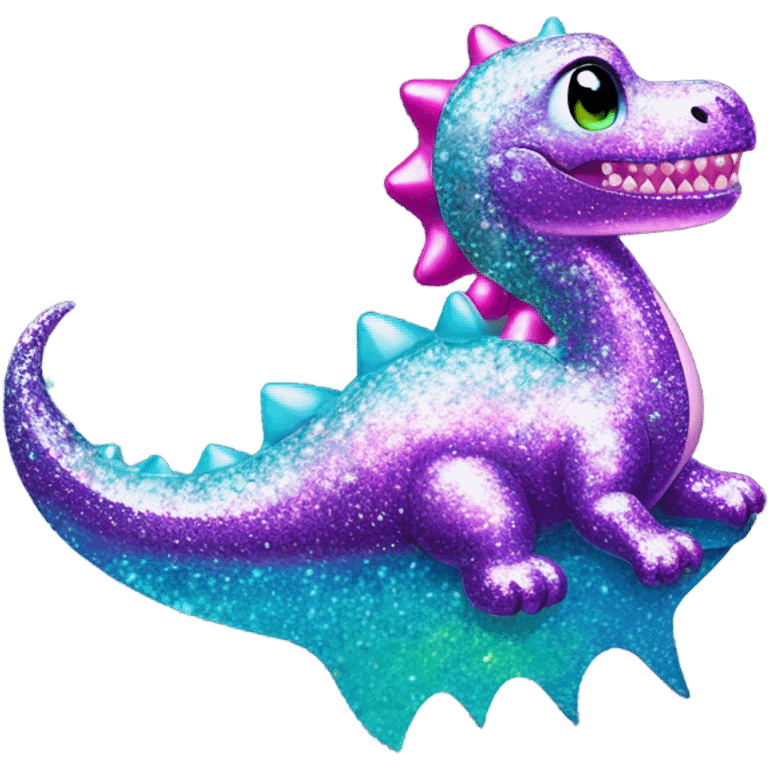 Lisa frank glitter pretty water dinosaur with fins and pearls emoji