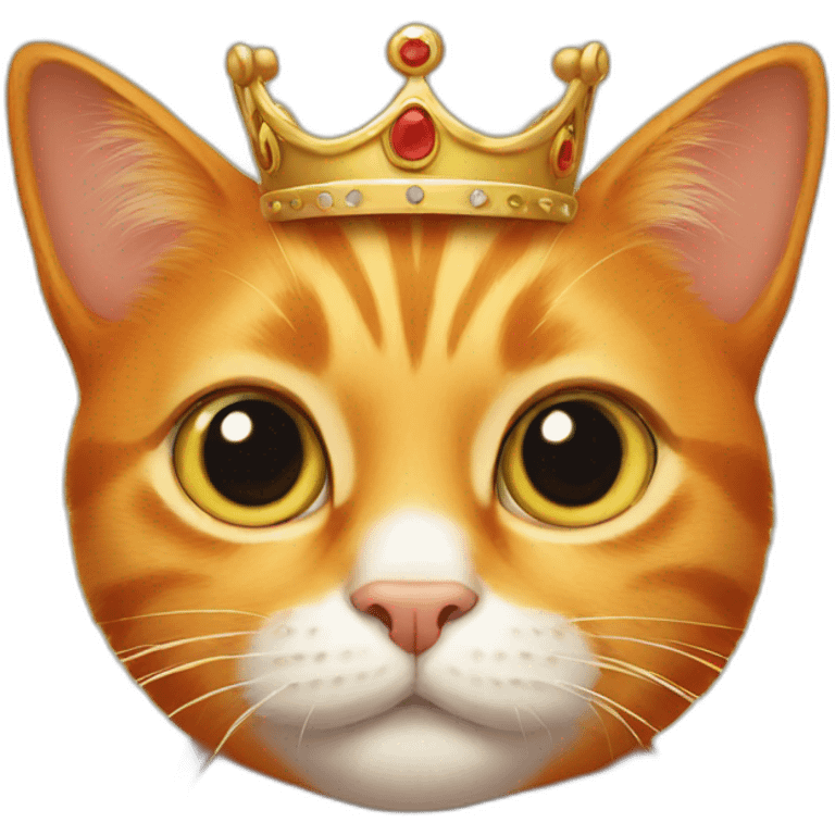 Orange Cat with crown and big eyes  emoji