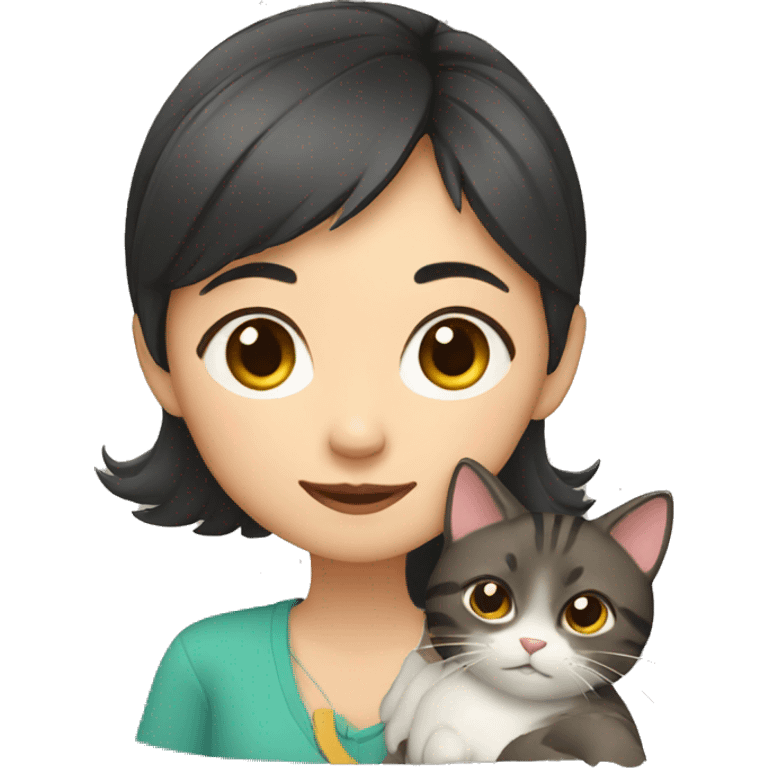 Asian girl with a cat emoji