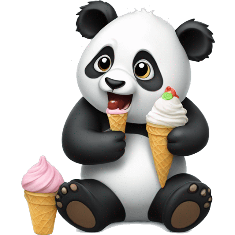 Panda eating ice cream emoji