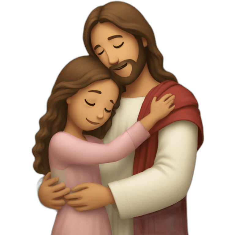 Jesus hugs a girl emoji