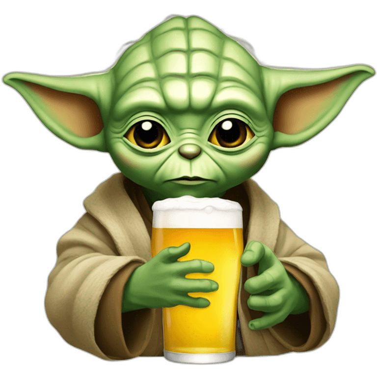 Yoda drink the beer emoji