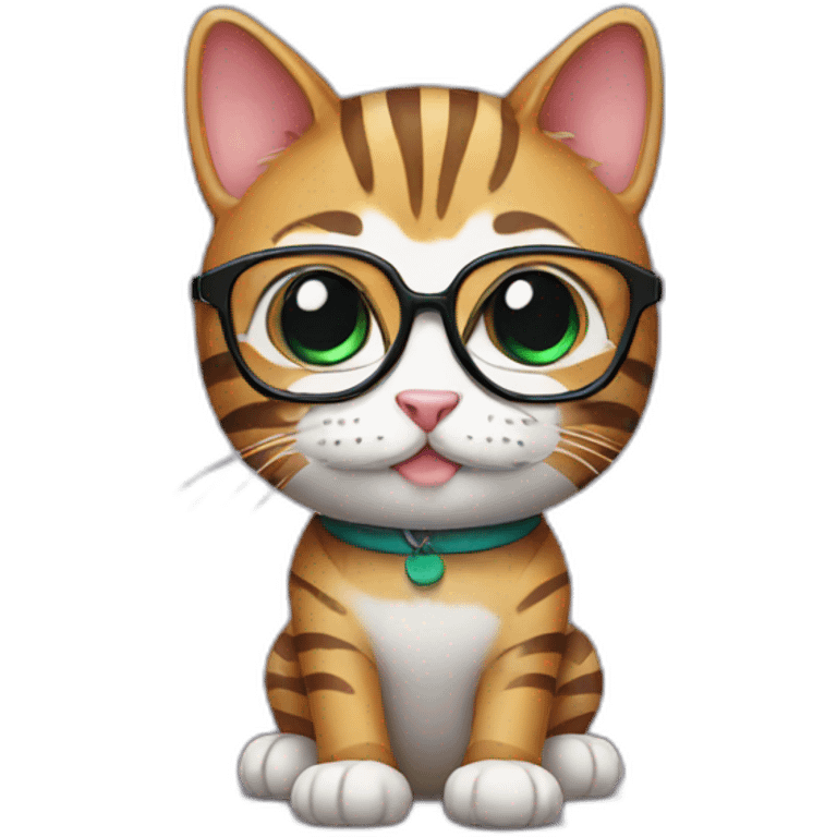 striped cat with glasses emoji