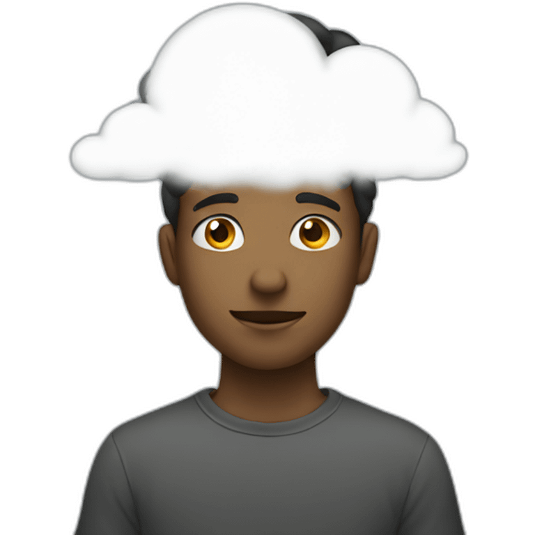 A young Man with a cloud in front of his face emoji