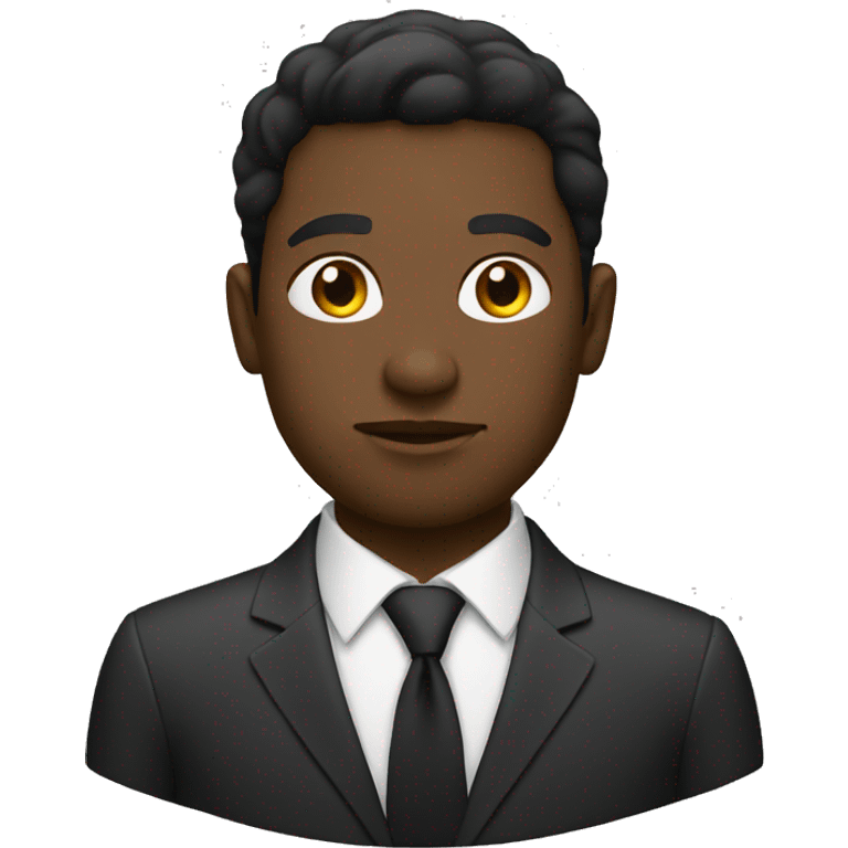 black male in a suit thinking emoji