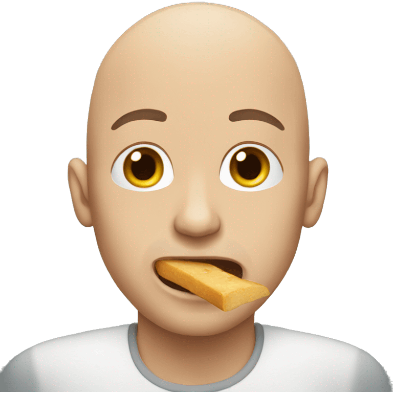    bald man eating emoji