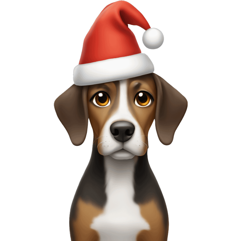 Dog wearing a christmas hat  emoji