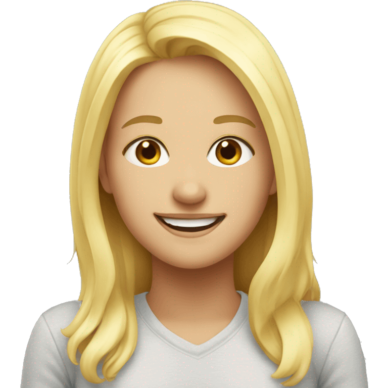 smiling blonde girl indoors emoji