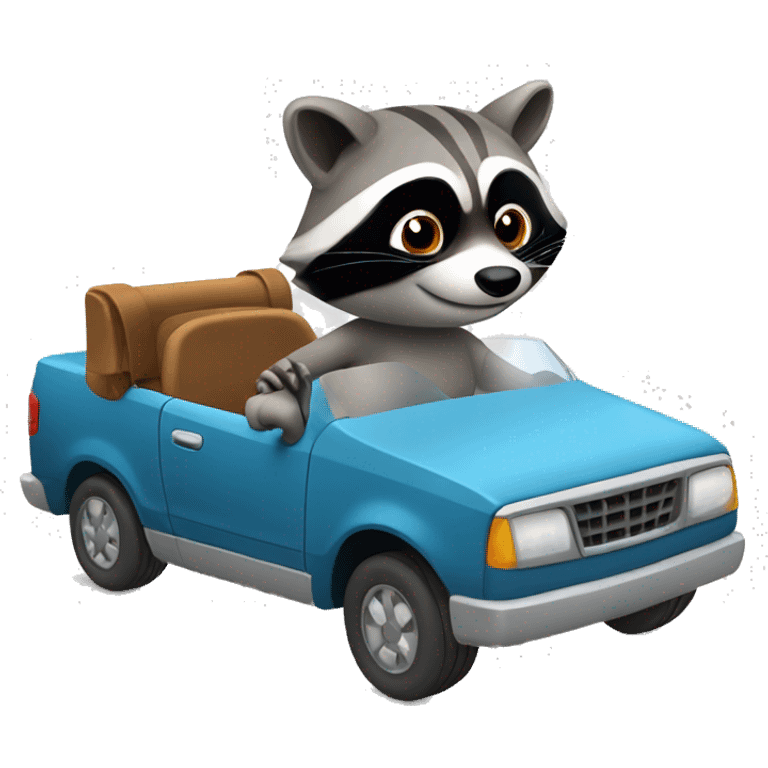 The raccoon is driving a car emoji