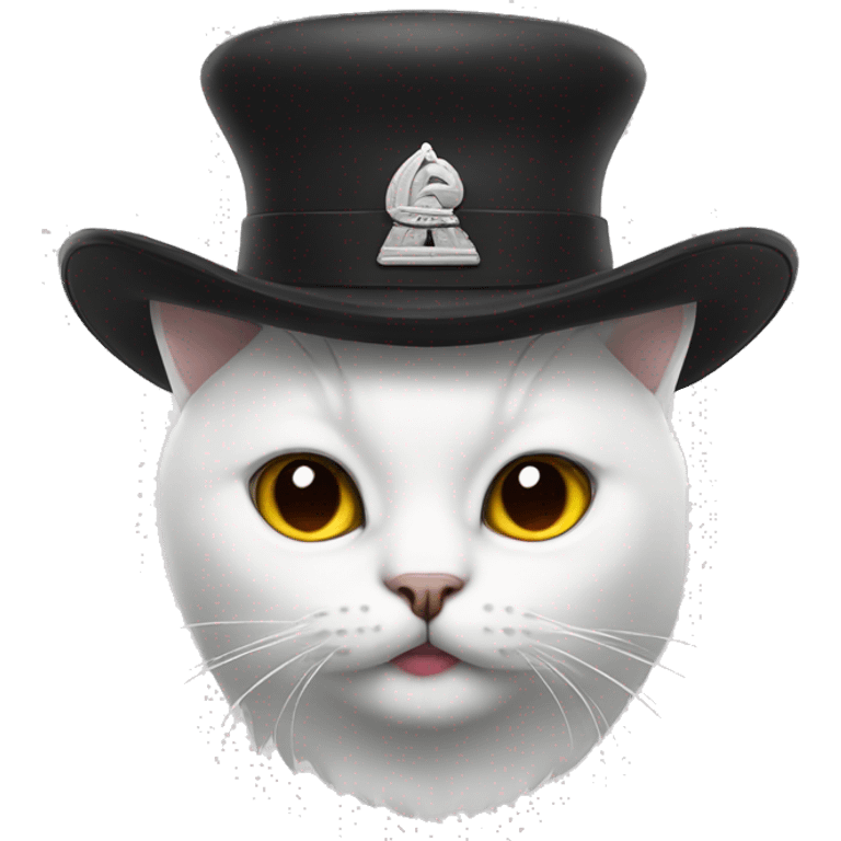 White cat with Soviet hat and a black mustache emoji