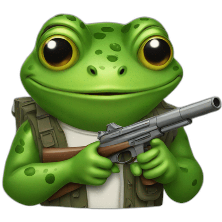 A frog with a gun emoji