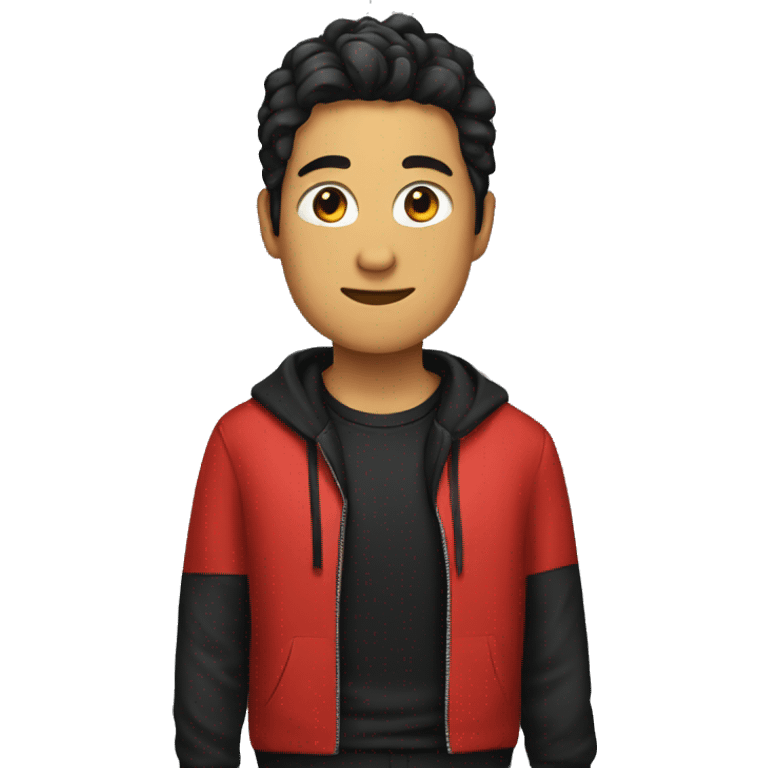 A red T-shirt with a trendy black jacket around it emoji