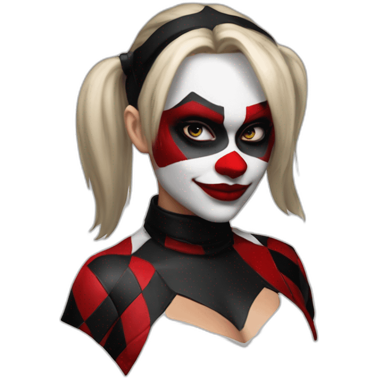 Harley Quinn black and red harlequin emoji